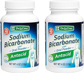 De La Cruz Pure Sodium Bicarbonate Powder – Baking Soda & Baking Powder Aluminium free Antacid for Heartburn & Indigestion – Packed in USA – 4 oz (2-Bottles)