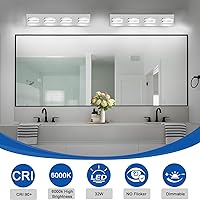 Vista 5 de IZORRO LED Modern Bathroom Lights Fixtures(4-Light,Dimmable),Chrome Acrylic Wall Lighting,Vanity Lights for Bathroom Over Mirror - 6000k 24In （No