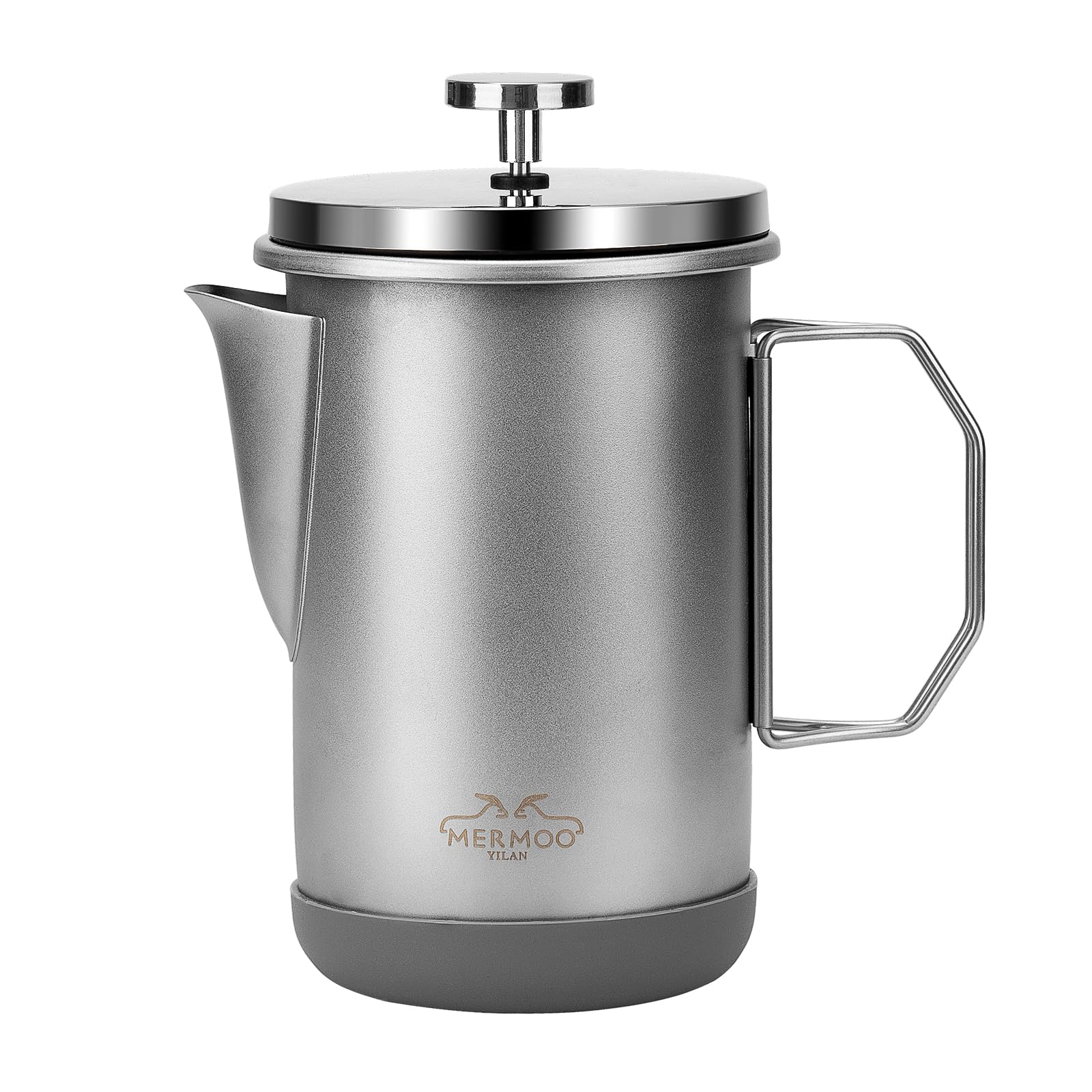 MERMOO YILAN French Press - Cafetera manual de 1000 ml para 4-6 tazas, mango plegable, prensa de café aislada portátil para camping, viajes, uso doméstico (plata)