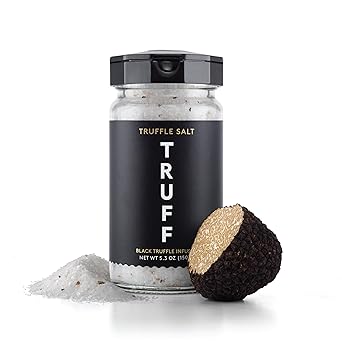 TRUFF Black Truffle Salt, Fine and Coarse Sea Salt, Dried Black Summer Truffles, Specialty Seasoning for A Truly Aromatic Flavor Experience, For the Finest Steaks or Unique Everyday Popcorn 5.3 oz