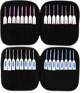 Agulha De Crochê De Alumínio Conjunto De Agulhas De Tricô Faça Você Mesmo Com Alça Padrão De Porcelana Branca Azul, Ferramentas De Artesanato Ergonômicas(azul)