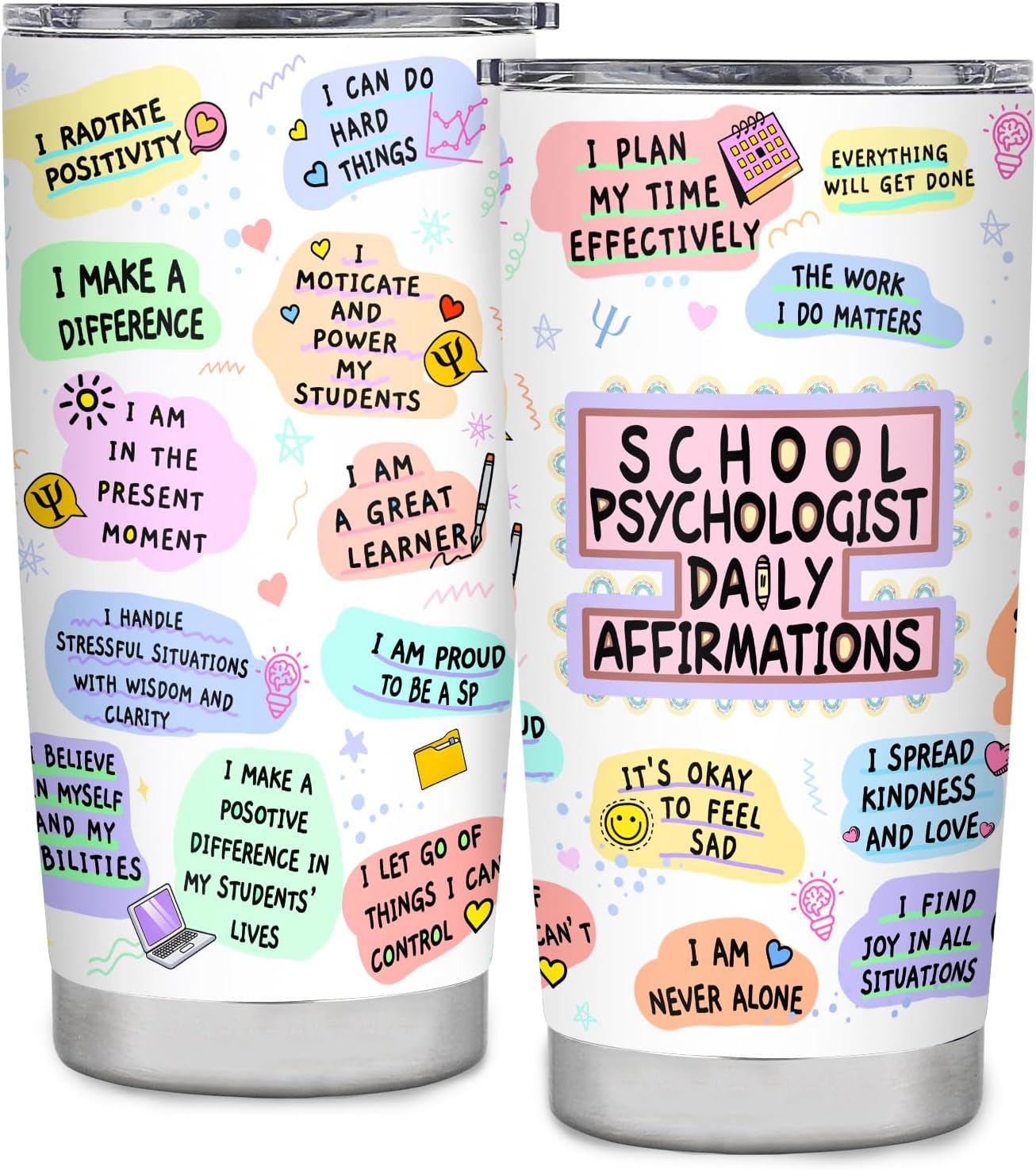 School Psychologist Gifts for Women, School Psychologist Appreciation Gifts for Her, 20oz Coffee Mug Tumbler Teacher Present