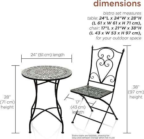 Miniatura 3 de Alpine Corporation MJK112A Alpine - Juego de mosaico de vidrio veteado estilo bistró, negrogris