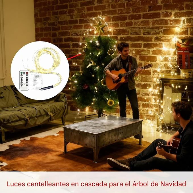 Luces Navideñas para Árbol – Decoración LED en cascada con mando