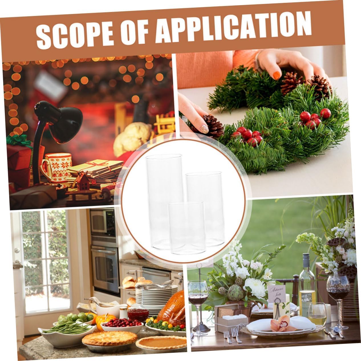 3pcs Candle Covers Transparent Windproof Candle Shades for Home Decor Weddings and Parties
