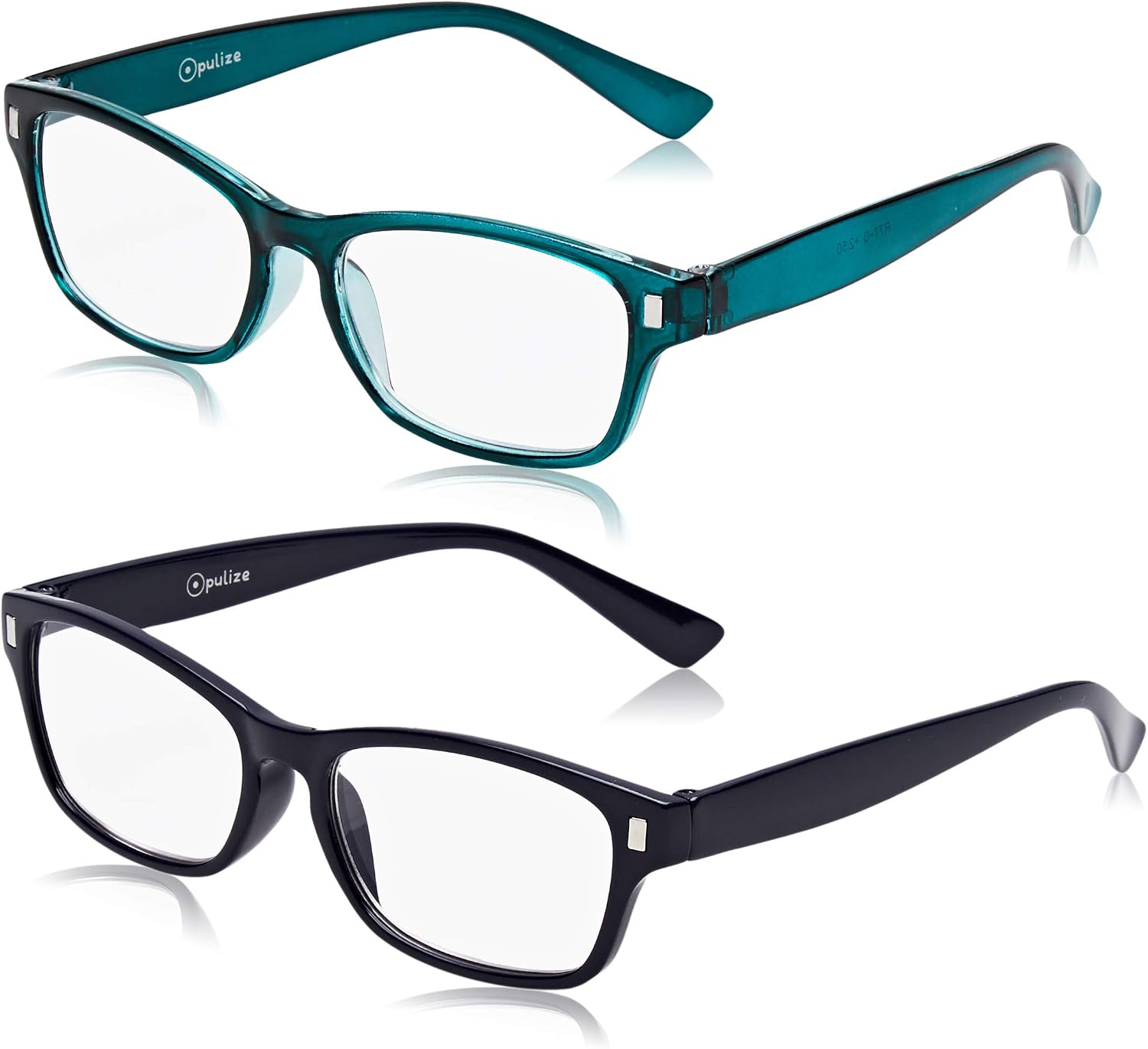 OPULIZE NET Reading Glasses for Women Men, Value 2 Pack, Vintage Inspired Square Frame with Iconic Front Detail