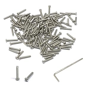 iexcell 100 Pcs M2 x 12mm Thread Pitch 0.4 mm Stainless Steel 304 Hex Socket Button Head Cap Screws Bolts Kit