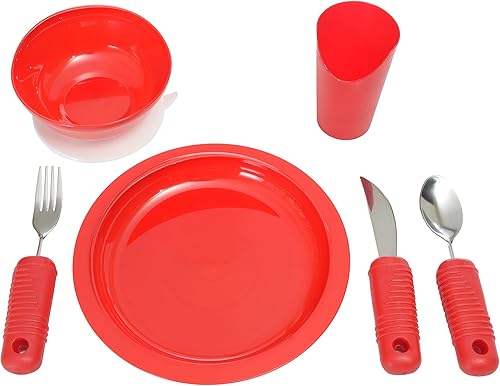 Miniatura 7 de Essential Medical Supply Power of Red - Cuenco adaptable con ventosa inferior y borde lateral para una alimentación más fácil, incluye 2 tazones