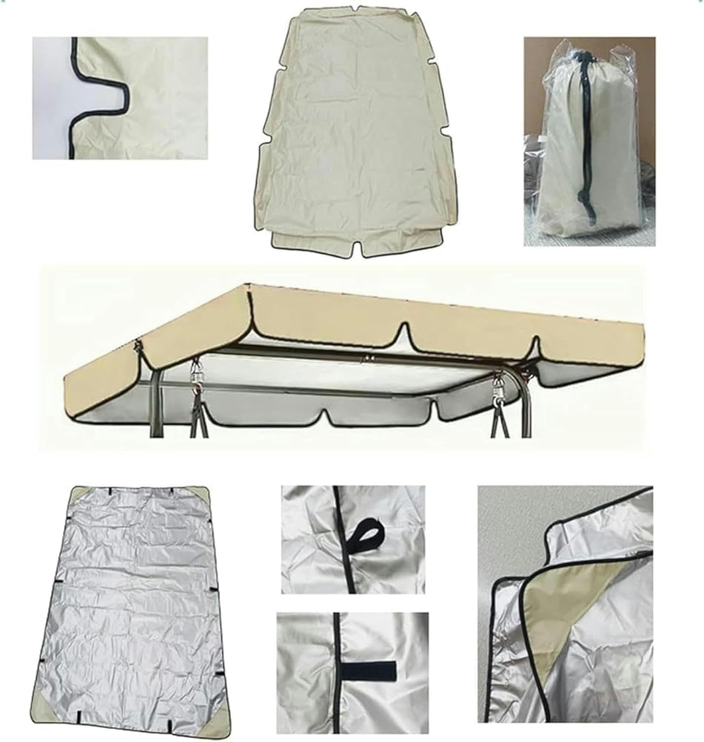 Outdoor Swing Canopy Replacement Cover & Swing Cushion Cover 2/3 Seater, Waterproof Garden Seater Sun Shade Porch Hammock Patio Swing Cover.