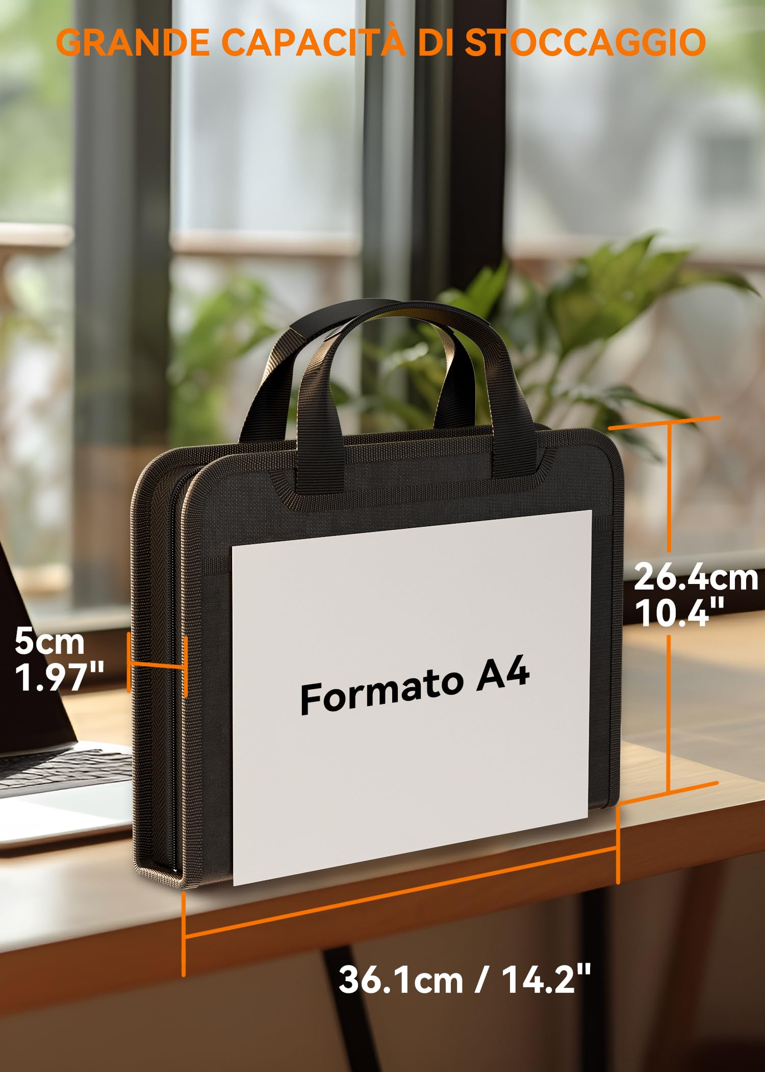 ABC life Cartella Portadocumenti A4 di Documenti Importanti, Cartella Espandibile Ignifuga a 13 Tasche con Manico, Organizzatore da Viaggio a Fisarmonica, Porta Documenti per Certificati e Ricevute