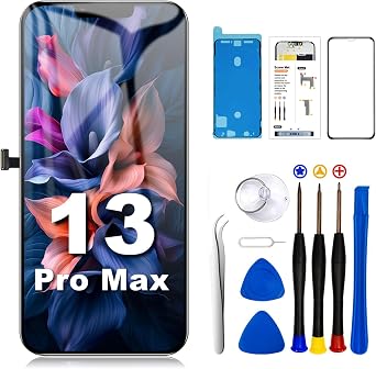 for iPhone 13 Pro Max Screen Replacement Kit,6.5" Full HD | 3D Touch LCD Display,TrueTone Programmable,Face ID Remains for A1865,A1901,A1902,Tools,DIY Install