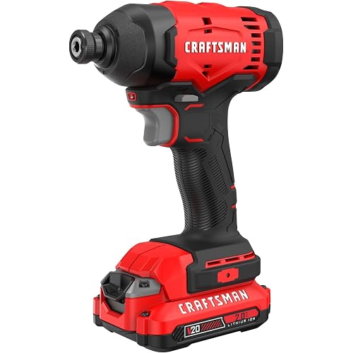 CRAFTSMAN Cordless 1/4 Impact Driver with 2 Ah Lithium Ion Battery, Charger and PH2 Screwdriving Bit, LED Light, High Torque, Variable Speed, 2900 RPM (CMCF801D1)