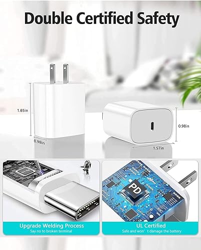 Miniatura 6 de Cargador USB C de 20 W para iPad Pro de 12.911 pulgadas, iPad 10 generación, iPad Air 45, iPad Mini, iPhone 15 15 Pro Max, paquete de 2 bloques de