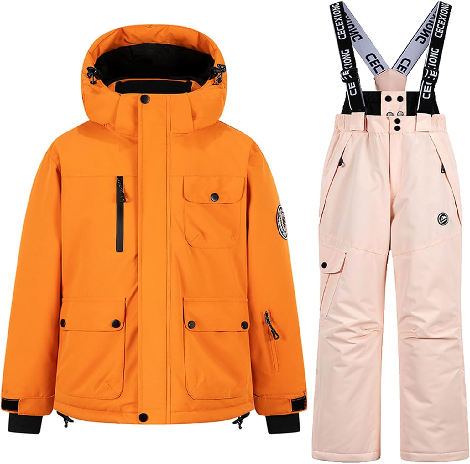 3-14T Kids Snowsuit Winter Thick Warm Ski Jackets Bib Overalls Snow Suit Snowboarding 2PC Outfits for Girl, Boy