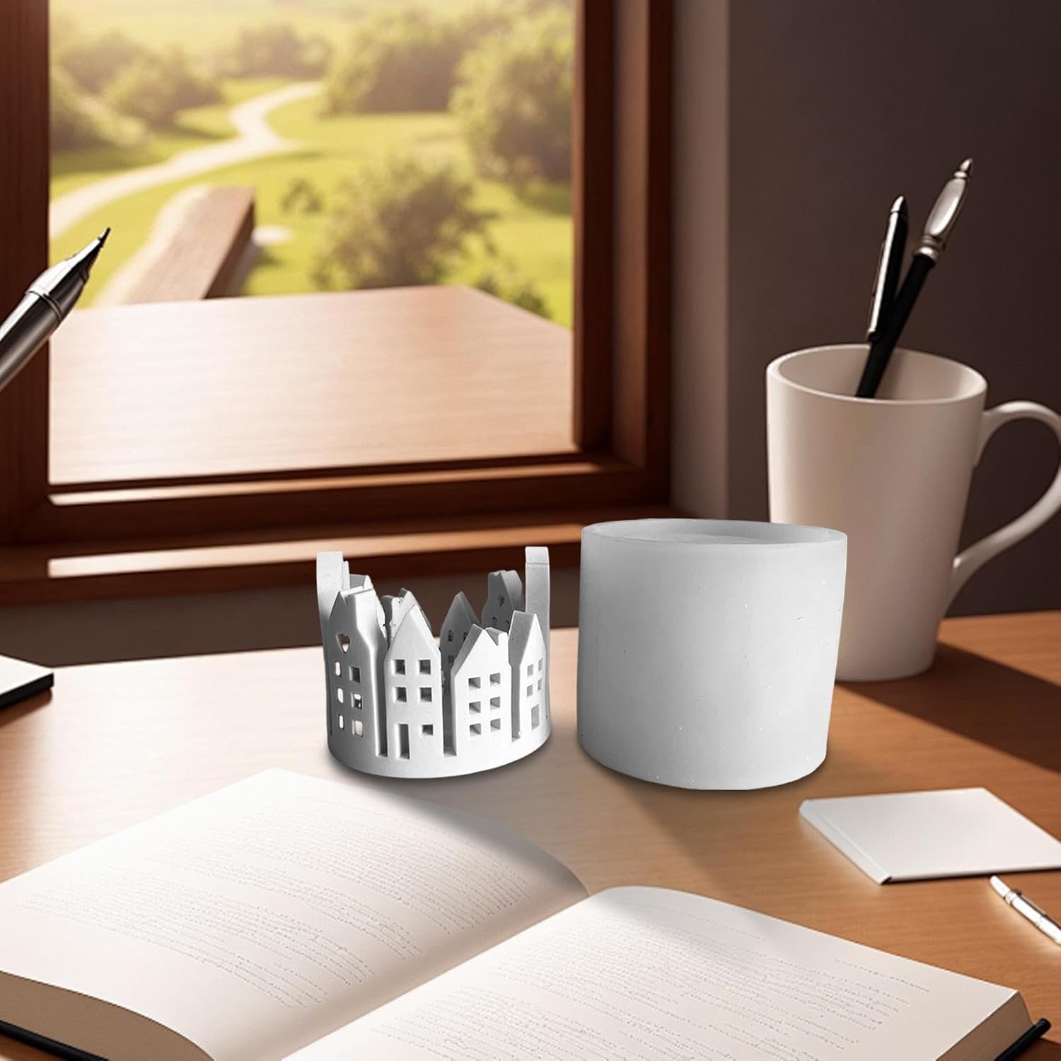 セメント用キャンドルホルダー型、リングハウスキャンドルホルダーエポキシ鋳造型、エポキシ樹脂セメント石膏注ぐ型ホームデコレーションクラ