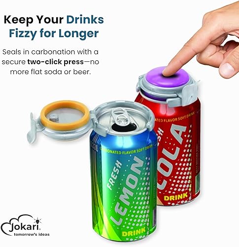 Miniatura 2 de Jokari Bomba Fizz Keeper de 2 clics y vierte latas de tamaño estándar de 12 onzas de bebidas carbonatadas. Mantén refrescos, seltzer, cerveza y más