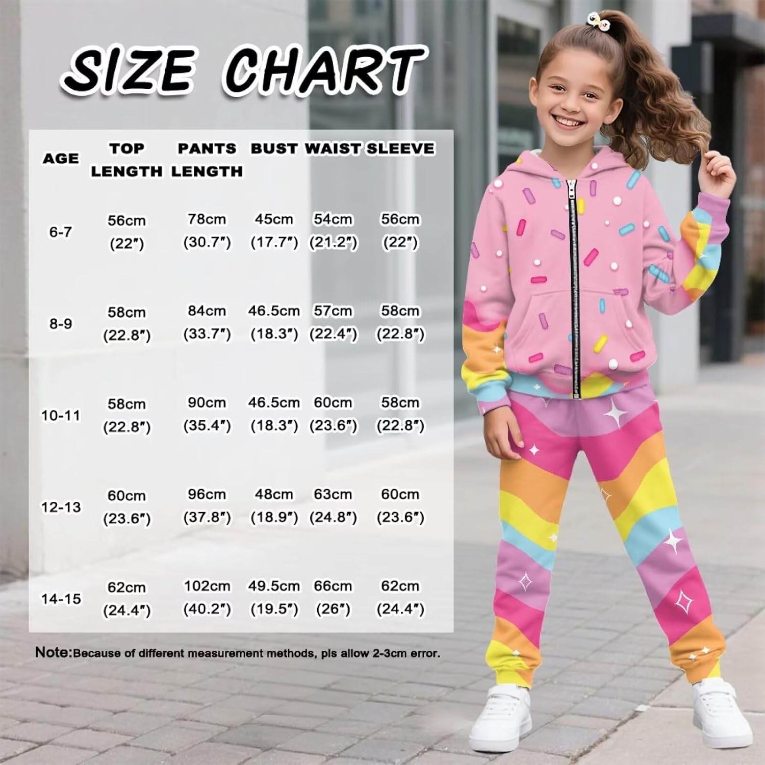 Girls Athletic Sweatsuit 2 Piece Tracksuit Kids Full Zip Hoodie Sweatshirt and Sweatpants Joggers Set with Pockets