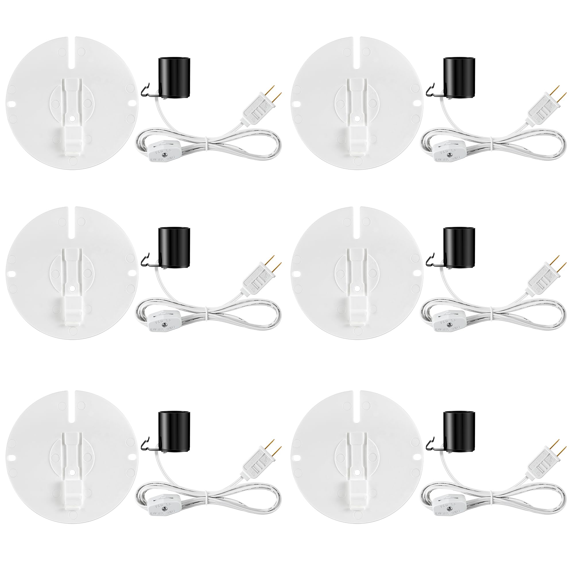 Meonum6 Set Blow Mold Light Kit Replacement, E27 E26 Single Light Cord Kit with Switch Fuse Plug, for Indoor Outdoor Halloween Christmas Village House Craft Decorations and Salt Lamp