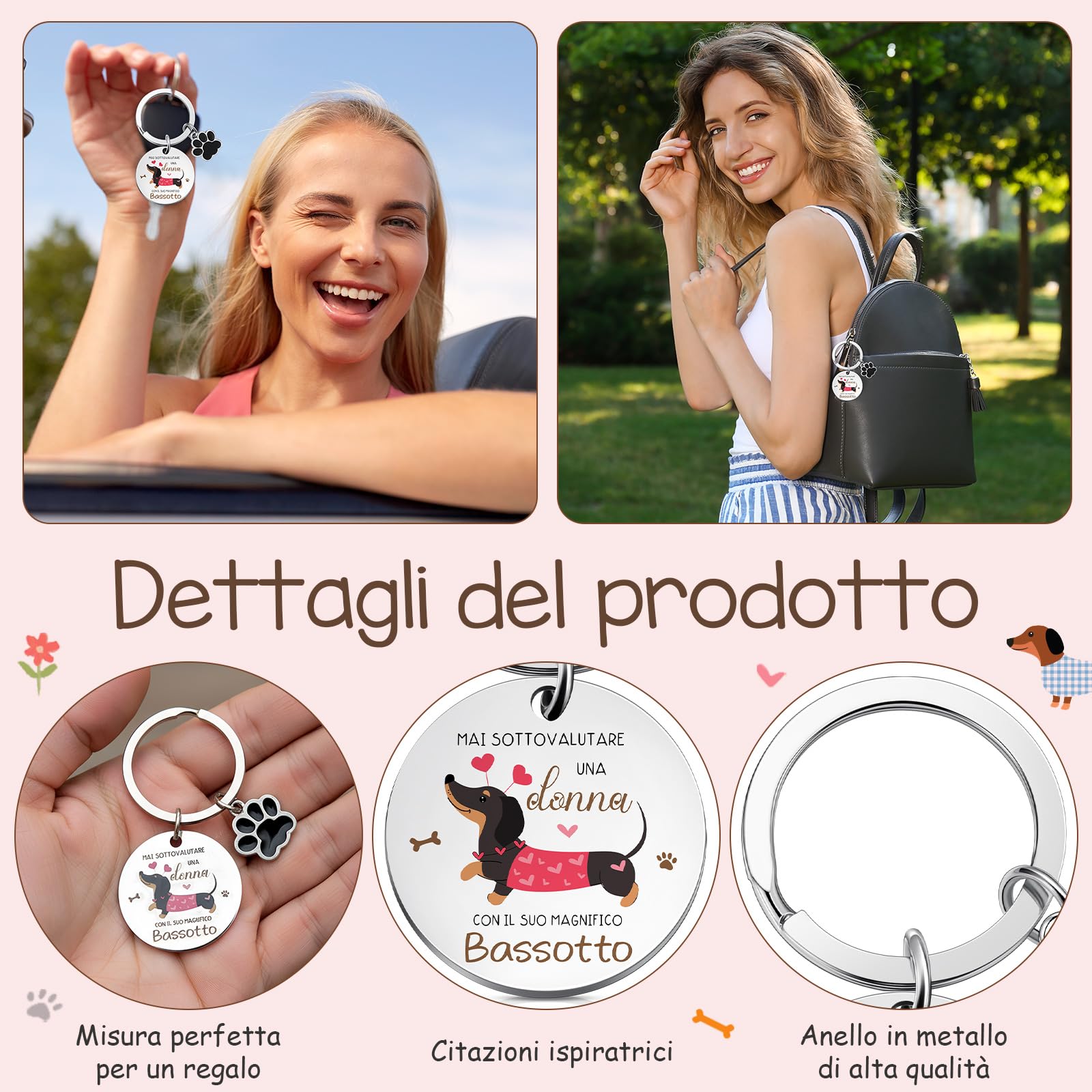 Xuniea Set Regalo Bassotto per Donna Borsa per Cosmetici con Cerniera di Bassotto Multifunzionale Grande Capacità Portachiavi Ideale per Viaggio Compleanno Natale Amica Fidanzata