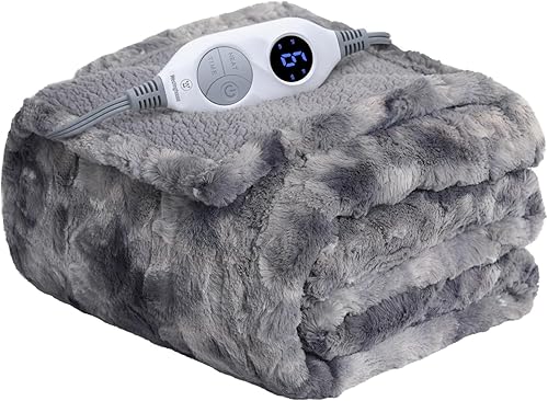 Westinghouse Manta térmica eléctrica, de piel sintética con 6 niveles de calefacción y apagado automático, suave y acogedora manta lavable de sherpa