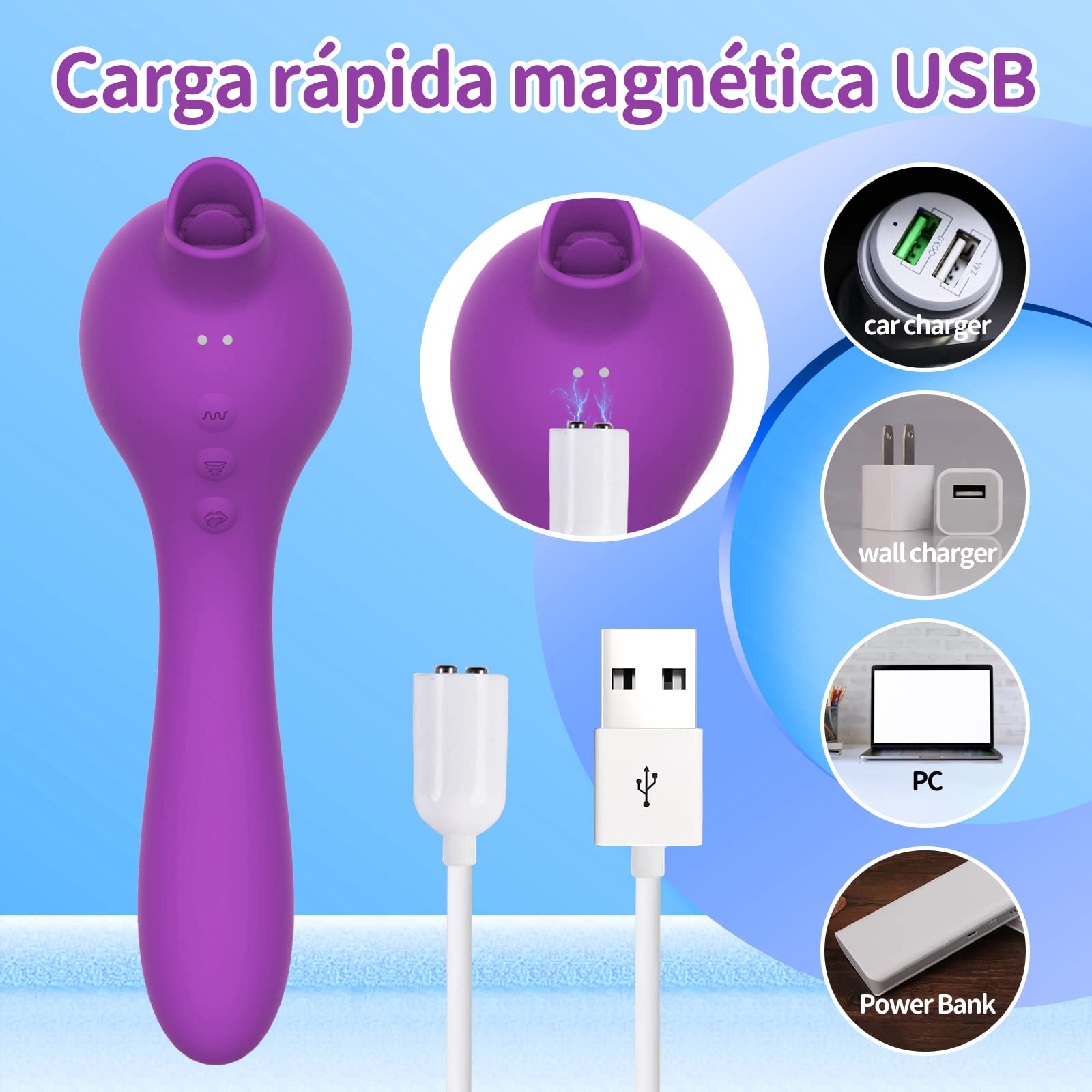3 en 1 eléctrico Sùcciønadør Clîťoris Müjèr Original masajeador，10 * 10 * 10 Eștîmùlâdőr de Clítőrîs Femènịn,Mùjêr, Vîbràdőrésmüjer Sêxùâl, Vîbrâtorîa Mùjêr (purple3)