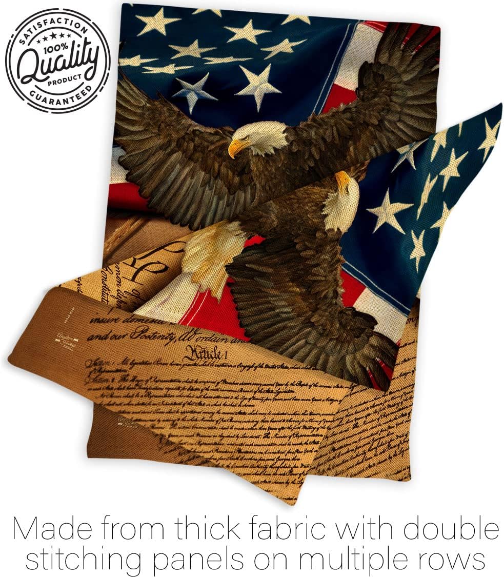 We the People Burlap Garden Flag - Americana Star and Stripes Patriotism Independence Memorial United State American Official - House Banner Small Yard Gift Double-Sided Made In USA 13 X 18.5