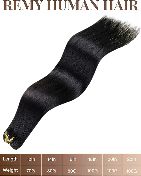 Hetto Tressen Echthaar Schwarz 50cm 100g - Für Komplette Verlängerungen, Robuste Weft für Tägliche Belastung im Salon und Alltag #1 - 4
