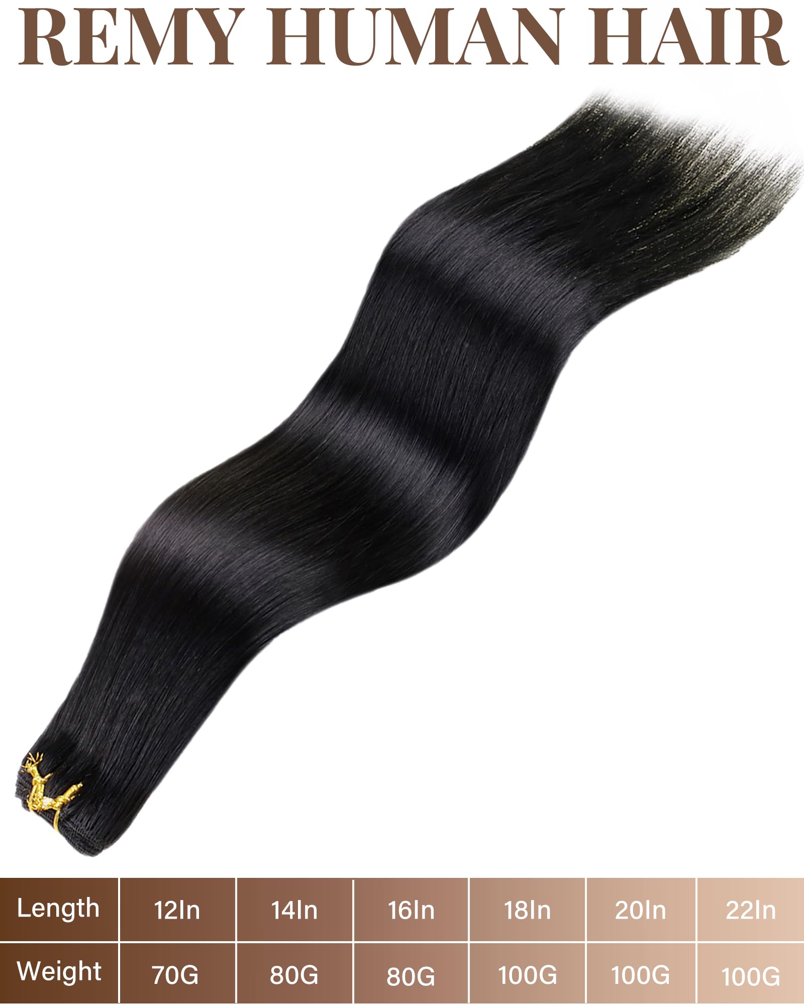 Hetto Weft Hair Extensions Real Human Hair Black 20 Inch 100g - Hand Tied Human Hair Wefts Sew in Extension, Natural Black Weave Hair Extensions for Women Daily Use #1 - 4