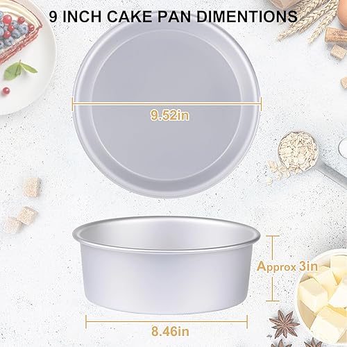 Vista 19 de HomeMall Molde redondo de aluminio de 4 pulgadas, 8 piezas antiadherentes Mini Cake Pan para hornear – Juego de sartenes para hornear pasteles