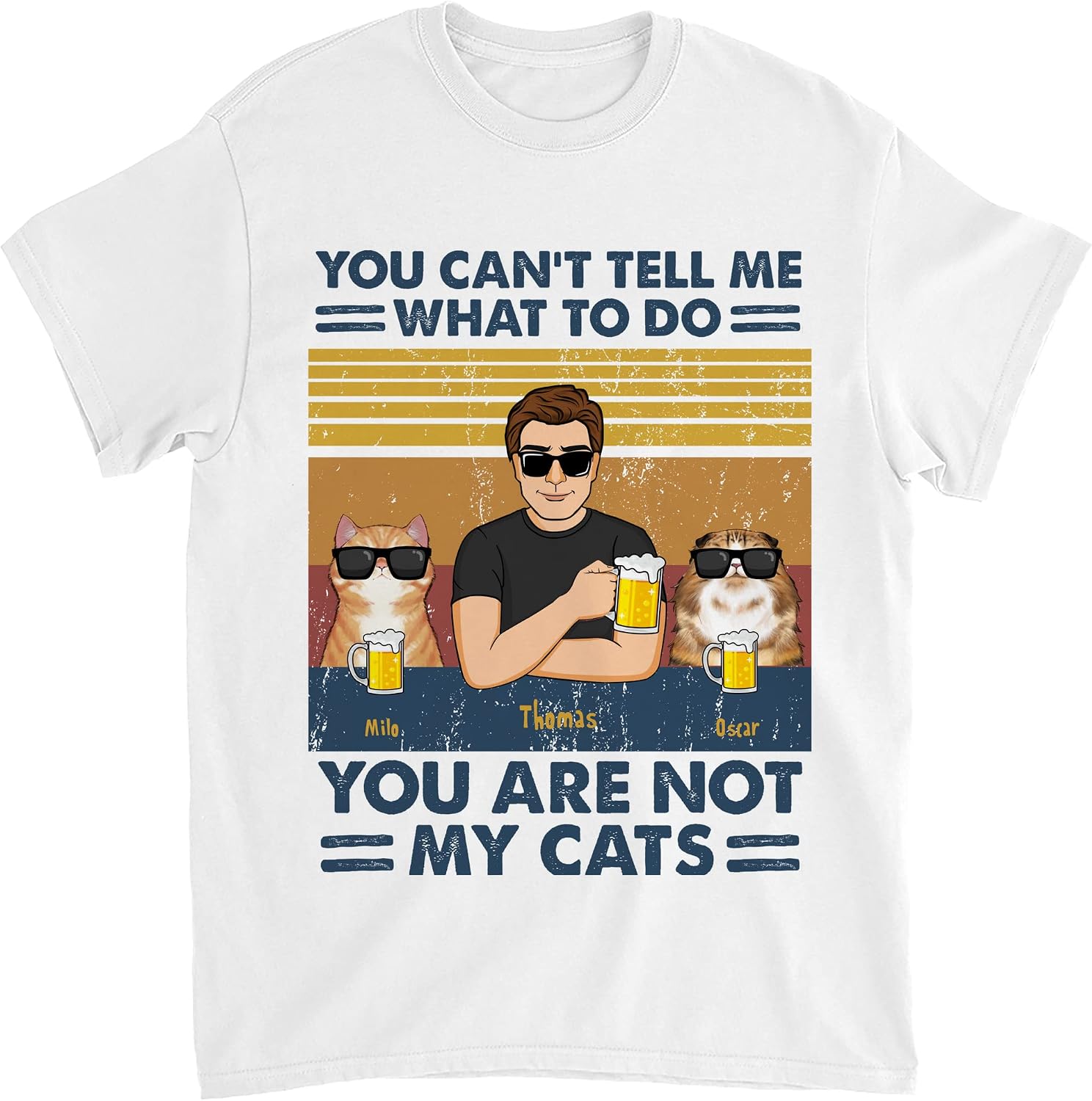 Gossby Personalized Cat Dad Shirt - A Man Cannot Survive On Beer Alone - Fathers Day 2026 Gift - Custom Name Tee