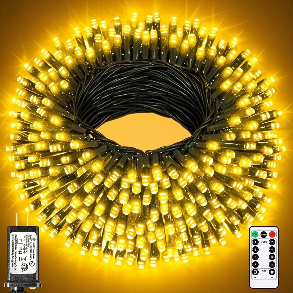 Mresove Upgraded 336FT 1000LEDs Christmas Lights Outdoor Indoor String Lights Timer with Remote 8 Modes Memory Function for Christmas Tree Party Decoration Warm White