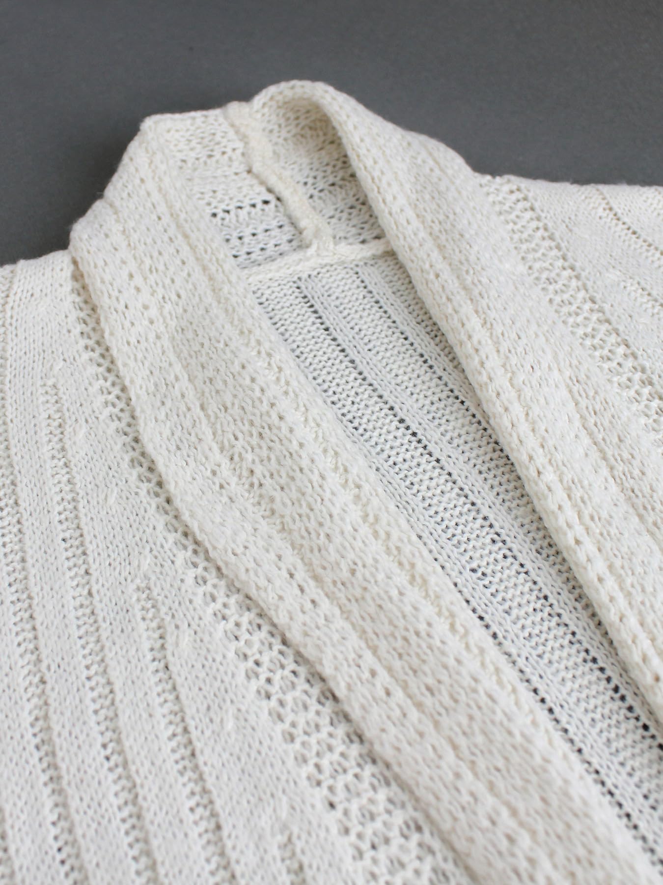 Gilets Longs pour Femmes Gilets Longs en Crochet Effet Cascade Gilets Mi-Longs en Grosse Maille Vestes en Maille À Volants Manteaux Longs pour Le Quotidien
