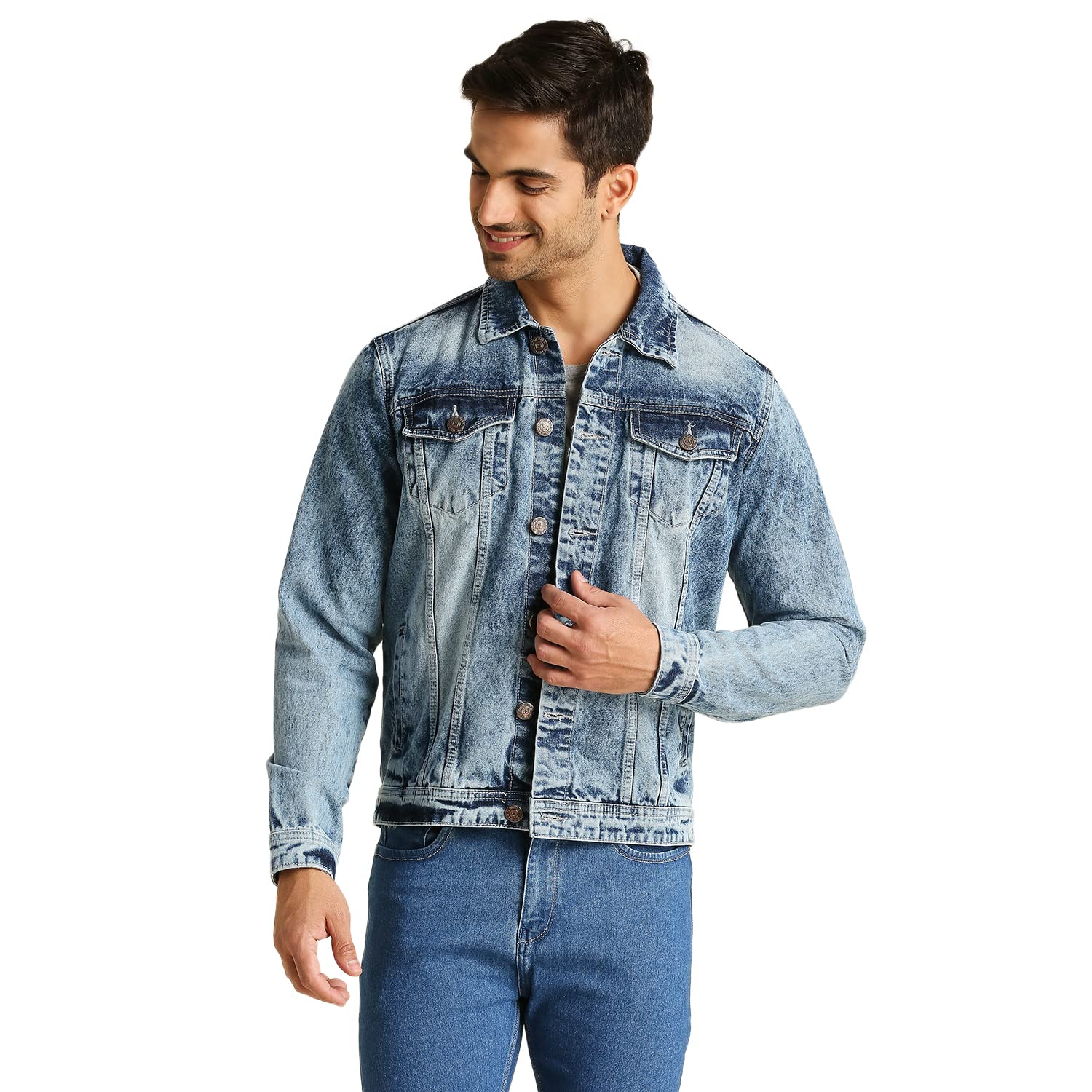 HIGH STAR Men’s Denim Jacket (HSMDJS1901_Blue_XL)