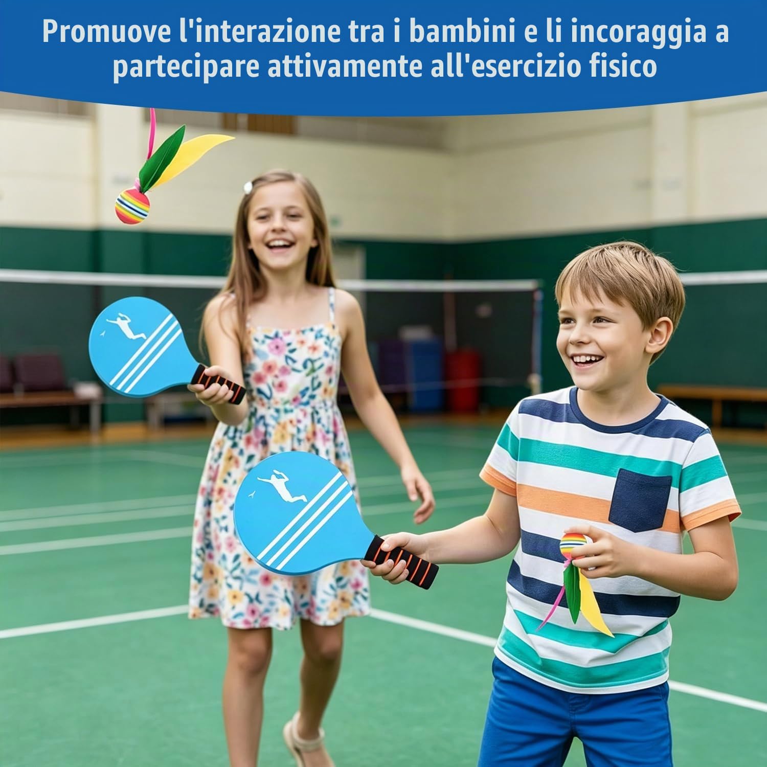 Beach Rackets, Racchette da Spiaggia Set, se-t Di racchette Con Palla, Racchettoni Mare Se-t, Set di Racch-ette da Badminton in Legno, Rac-chette da spiaggia in legno, per Gioco all’Aperto, Spiag-gia