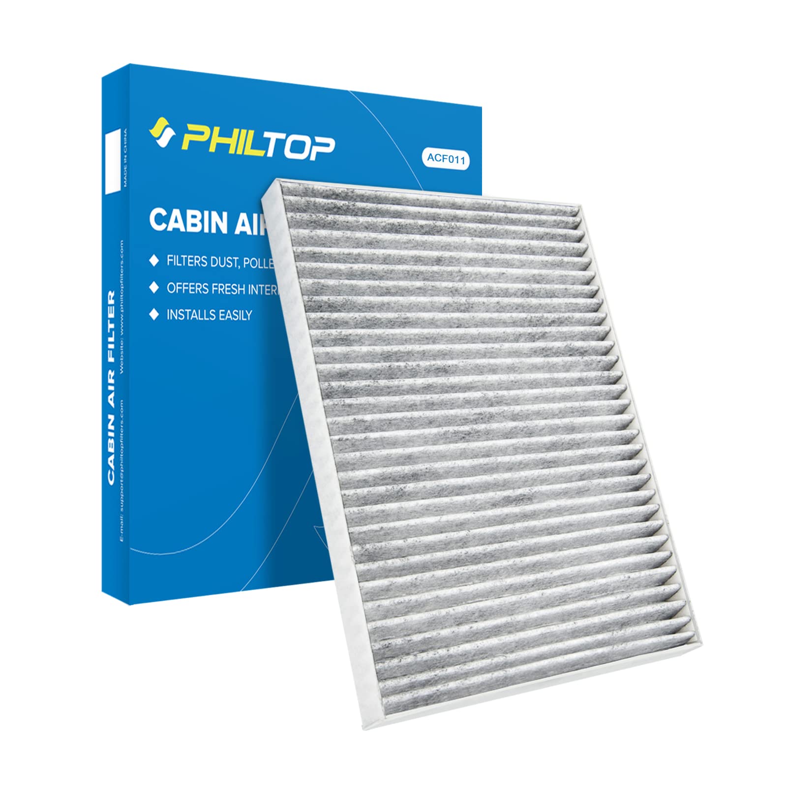 PHILTOP Cabin Air Filter, Replacement for Enclave 2008-2017, Traverse 2009-2017, Acadia 2007-2016, Outlook 2007-2010, Premium ACF011(CF11663) Cabin Filter with Activated Carbon