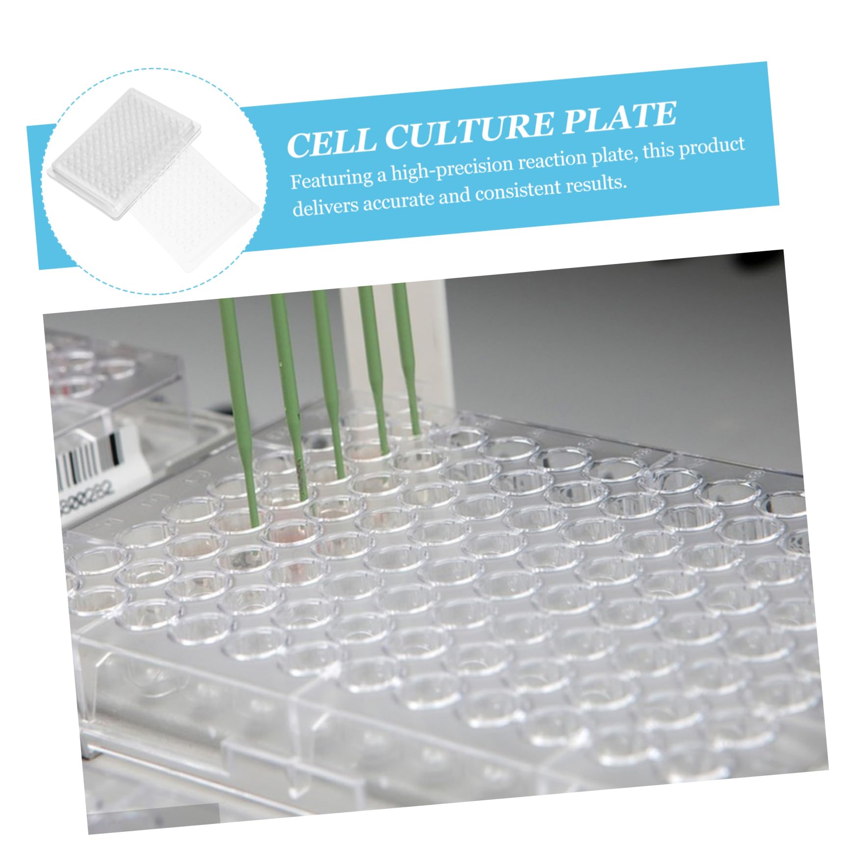 Gatuida Piastra per Coltura Tissutale 96 Pozzi in Pvc Monouso 100 Pezzi Resistente e Facile da Usare per Laboratorio Biologico
