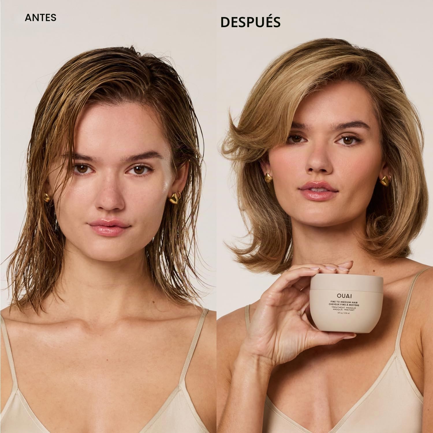 OUAI Mascarilla de Tratamiento para Cabello Fino a Medio - Máscara Capilar para la Reparación, Hidratación y Brillo del Cabello - Con Mantequilla de Karité, Queratina y Pantenol - Cuidado Capilar
