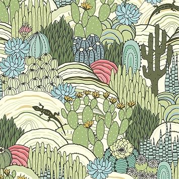 MuralPeel Green Cactus Forest Animals Peel and Stick Wallpaper Lizard Easy Peel Off Contact Paper Self Adhesive Removable Stick on Wall Paper for Kitchen Cabinet Renter Friendly