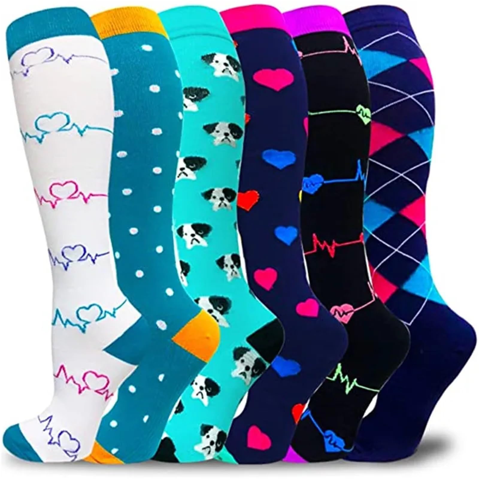 Calze Compressione Calzini A Compressione For Leggings Da Corsa, Da Calcio, Unisex, For Adulti, Edition Network, Calzini Da Infermiere Rossi A Pressione, Da Uomo(MIX006-2,S-M)