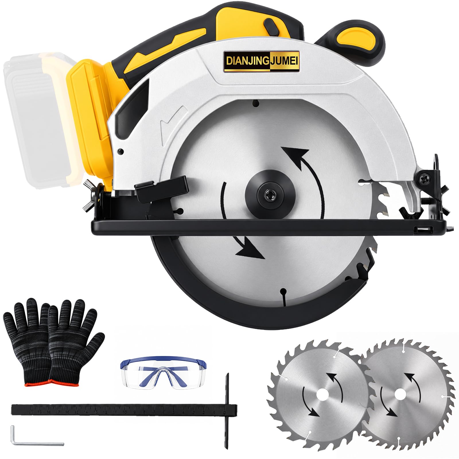 7" Brushless Cordless Circular Saw Compatible with DeWalt 20V Max Tool Only | Low‑Speed High‑Torque, 0-45° Bevel, 2-1/8" Cut Depth, 24T+40T Blades, Power Tool for Wood PVC Cutting, Battery Not Included