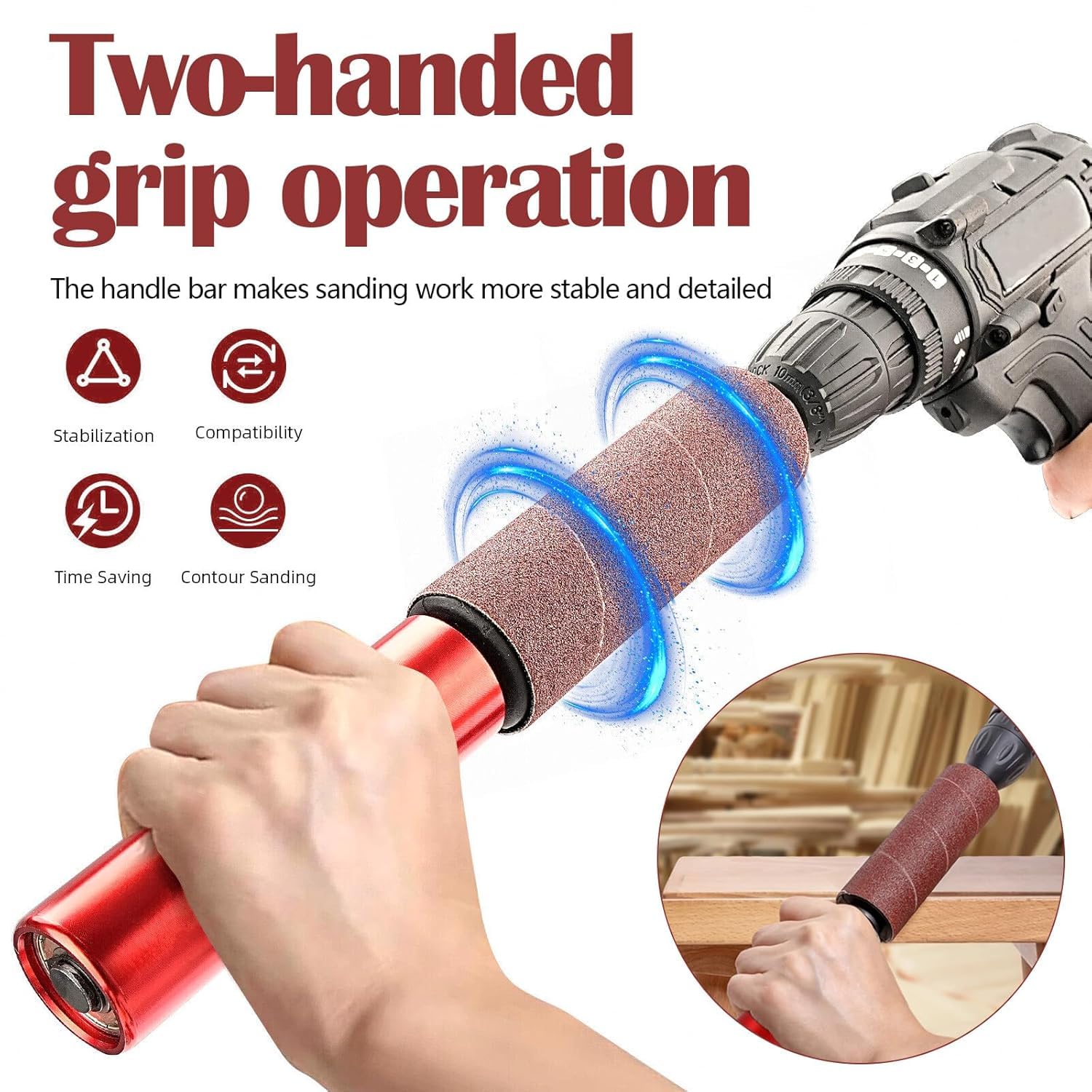 Gummi Schleiftrommel Set, 13 Stück Schleifhülsen Schleifwalzen für Bohrmaschine, 25mm 38mm Spindelschleifer-Adapter, Handgeführte Schleiftrommel Set für Holz, Metall, Kunststoff
