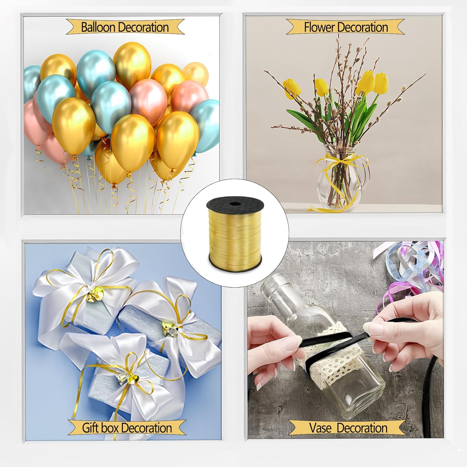 Gold Curling Ribbon,500 Yards Ribbons for Crafts,1/5 Inch Ribbon,Balloon String, Party Decoration,Ribbons for Florist Flower Bows for Graduation Supplies - Image 4