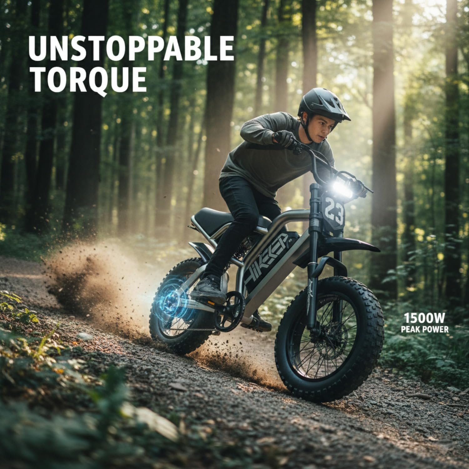 Electric Dirt Bike for Adults, 1500W-3000W Peak Ebike, 16"/20" Fat Tire All-Terrain E-Bike, Dual Suspension Off-Road Racing Machine for Camping & RV Travel, 48V/52V, UL 2849 Certified