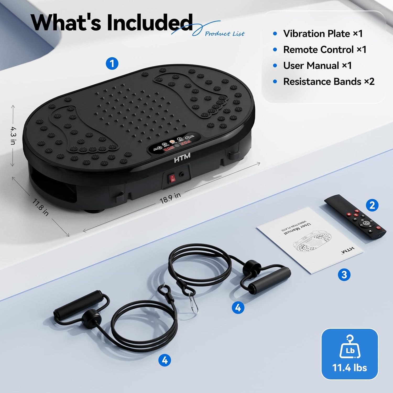 HTM Plateforme Vibrante Oscillante Fitness 120 Niveaux de Vitesse 9 Modes Programme Minuteur 15 Min Charge Max 136 kg