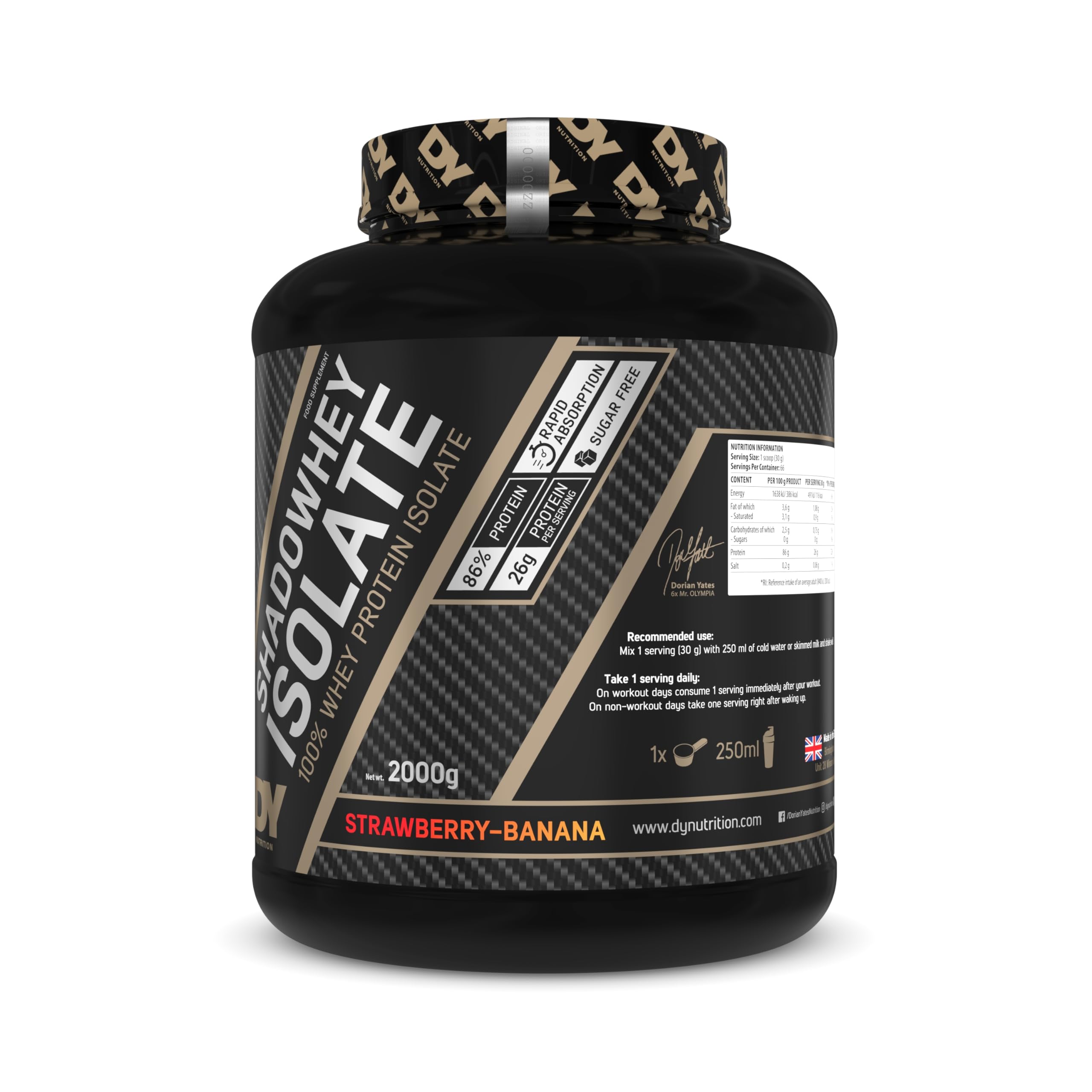 DY Nutrition Shadowhey Isolate (2000g) Strawberry Banana - Białka - Izolat białka serwatkowego