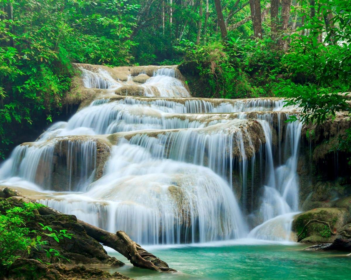 Haeran River Clear Forest Stream Waterfall Diy 5D Diamond Painting By Number Unique Kits Home Wall Decor Crystal Rhinestone Wall Decor