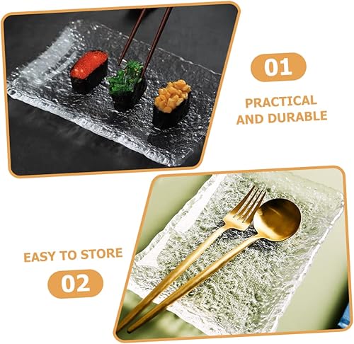 Miniatura 3 de Plato de vidrio de estilo japonés Plato de vidrio para el hogar Plato de sashimi para el hogar Plato de servir Plato creativo Plato de postre