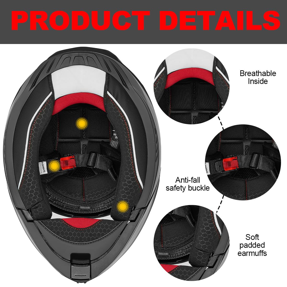 MOCOERL-Casco de Moto, Casco abatible, Casco Integral para Hombre y Mujer con protección de Barbilla Reforzada, Doble Visera, certificación ECE 22.06, Negro Mate