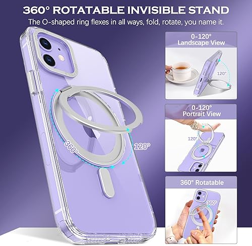 Miniatura 2 de YINLAI Funda para iPhone 11 Pro Max, magnética compatible con Magsafe con soporte de anillo giratorio de 360, soporte invisible, delgada,
