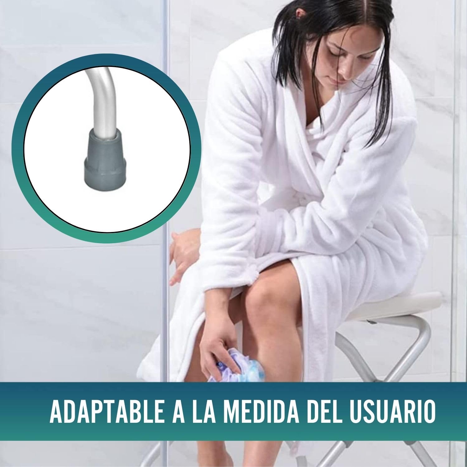 OrtoPrime Taburete Baño Plegable - Silla para Ducha Ortopédica - Asiento Bañera Portátil - Banqueta Antideslizante - Taburete de Ducha para Ancianos o discapacitados - Banco de Ducha